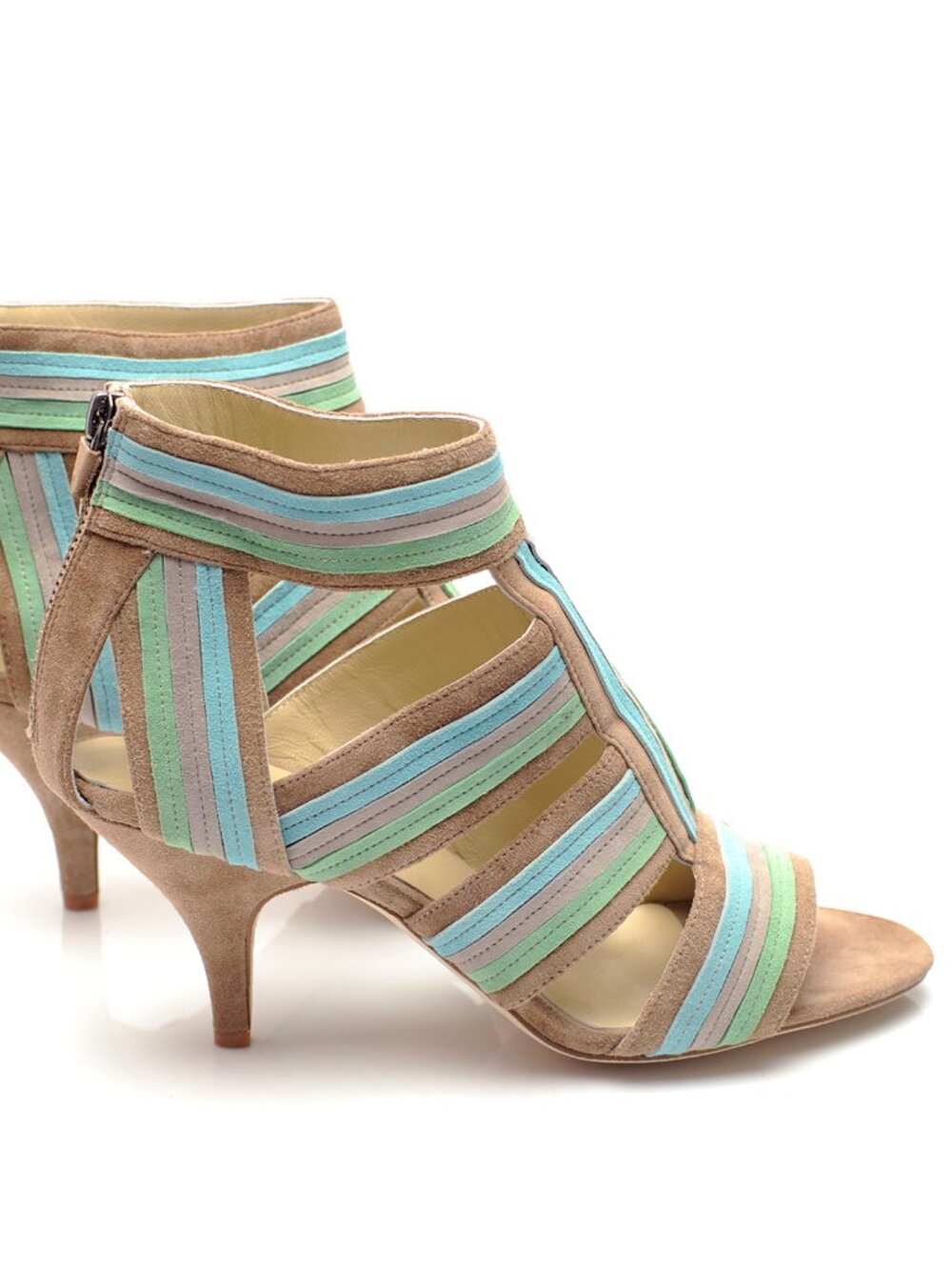 New Multi Color Genuine Suede Leather Kitten Heels NYC Designer Handmade